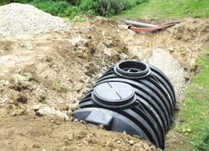 Installation of septic tank in yard