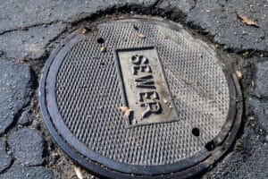 Manhole cover for sewer system in pavement